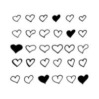 Hand gezeichnetes Gekritzel des Herzsatzes. , minimalismus, symbol, aufkleberdekor liebe valentinstag vektor