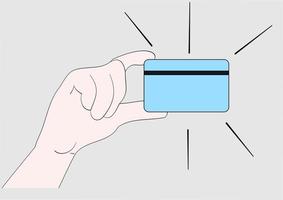 mänsklig hand som håller med kreditkort. platt design stil vektor