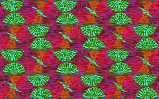 Afrikanischer Wachsdruckstoff, nahtloses Design mit ethnischem Überlappungsornament, florale Elemente mit Kitenge-Mustermotiven. Vektor-Textur, Afro-bunte Textil-Ankara-Mode-Stil. Pareo Wickelkleid Hochzeitsblumen vektor