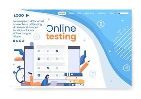 flache designillustration der online-testkurs-landingpage-vorlage editierbar vom quadratischen hintergrund für soziale medien, e-learning und bildungskonzept vektor