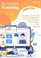 Business-Online-Training, Seminar- oder Kurs-Flyer-Vorlage, flache Illustration mit quadratischem Hintergrund für soziale Medien oder Grußkarten vektor
