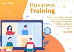 Business-Online-Training, Seminar- oder Kursbroschürenschablone flache Illustration mit quadratischem Hintergrund für soziale Medien oder Grußkarten vektor