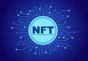 nft icke-fungibel token kryptokonst att konvertera till digitalt nätverk med myntservrar för banner eller affisch i platt bakgrundsillustration vektor