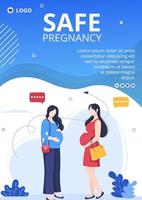 schwangere mutter und mutterschaftsversicherung flyer gesundheitswesen vorlage flache illustration editierbar von quadratischem hintergrund für soziale medien oder grußkarte vektor