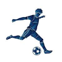 fotbollsspelare sparkar action vektor