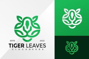 Tigerblatt lineare Logo-Design-Vektor-Illustrationsvorlage vektor