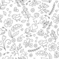 hand gezeichnetes muster für valentinstag oder hochzeit. florales nahtloses Muster im Doodle-Stil. Symbol des Frühlings. Vektor-Illustration im Doodle-Stil auf weißem Hintergrund vektor