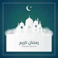 ramadan kareem bakgrund med vit moské. vektor illustration.