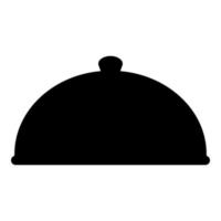 cloche serveringsfat restaurang täcke kupol tallrik täcker för att hålla mat varm konvex lock utsökt presentation gourmet måltid catering koncept ikon svart färg vektor illustration platt stil bild