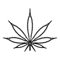 Blatt Cannabis Marihuana Hanf Kontur Umriss Symbol Farbe schwarz Vektor Illustration Flat Style Image