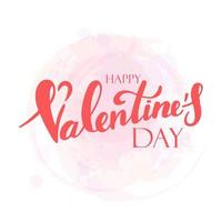 handgeschriebener Schriftzug auf weißem Hintergrund. fröhlichen Valentinstag. Liebe und Romantik. rosa Schriftzug auf einem rosa Aquarellhintergrund. vektor