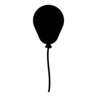 Ballon Airball mit String Seil aufblasbares Helium Symbol schwarz Farbe Vektor Illustration Flat Style Image