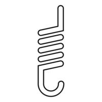 Feder mit gehäkelter Spiralform Kontur Umriss Symbol Farbe schwarz Vektor Illustration Flat Style Image
