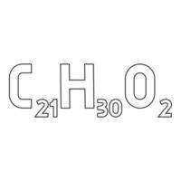 chemische Formel c21h30o2 Cannabidiol cbd Phytocannabinoid Marihuana Topfgras Hanf Cannabismolekül Kontur Umriss Symbol schwarze Farbe Vektor Illustration flaches Bild