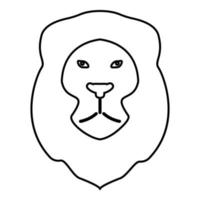 lejon djur vild katt huvud kontur kontur ikon svart färg vektor illustration platt stil bild