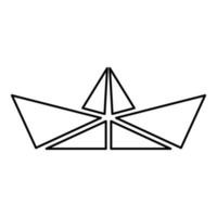 Papierschiff Boot Origami Kontur Umriss Symbol Farbe schwarz Vektor Illustration Flat Style Image