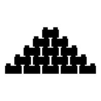 Pyramide aus Ziegeln Symbol schwarz Farbe Vektor Illustration flachen Stil Bild