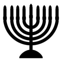 Chanukka Menorah jüdischer Feiertag Kandelaber mit Kerzen Israel Kerzenhalter Symbol Farbe schwarz Vektor Illustration Flat Style Image