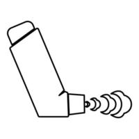 handinhalator spray för behandling astma hosta lättnad koncept inandning allergisk patient kontur kontur ikon svart färg vektor illustration platt stil bild