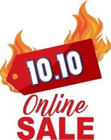 10.10 online säljfrämjande banner med eld vektor
