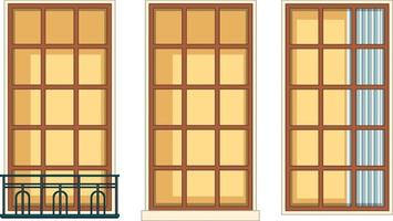 Reihe von verschiedenen Fenstern auf weißem Hintergrund vektor