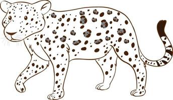 leopard i doodle enkel stil på vit bakgrund vektor