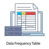 platt kontur vektor för datafrekvenstabell som visar värdet av insamlad data