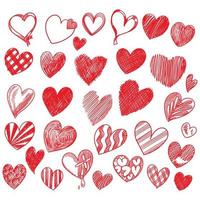 hand rita alla hjärtans dag hjärtan samling skiss design vektor