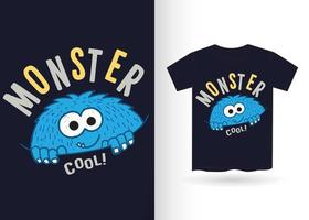 hand gezeichnetes monster für t-shirt-design vektor