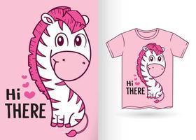 niedlicher Zebra-Cartoon für T-Shirt vektor