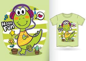 niedlicher kleiner Dinosaurier-Cartoon für T-Shirt.eps vektor