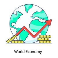 flaches Umrissvektordesign der Weltwirtschaft vektor