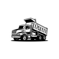 avfallsbil. lastbilstransport premium logotyp vektor. svartvit