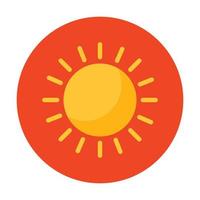 en platt ljus ikon som anger solsken på orange bakgrund vektor