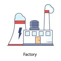 Symbol für flache Umrisse der Produktionsfabrik, Herstellung. vektor