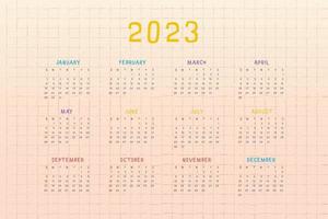 Kalender 2023 mit mehrfarbigem niedlichem kindlichem Design vektor