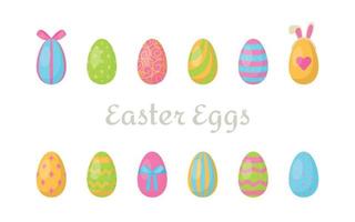Osterei-Set. vektorillustration des färbens von eiern für den feiertag für die gläubigen. bereitet einen Korb für den heiligen Tag vor. vektor