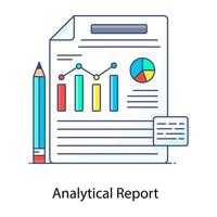 detaljerad rapport av insamlade data, analytisk rapport platt kontur konceptikon vektor