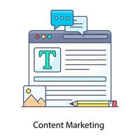 Content-Marketing-Symbol im flachen Umrissdesign vektor