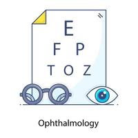 oftalmologi platt konturikon i redigerbar design vektor