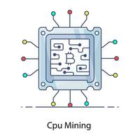 ikonen för cpu gruvdrift i fyllda kontur vektor