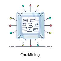 Symbol des CPU-Bergbaus in gefülltem Umrissvektor