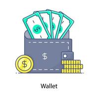 pengar plånbok ikon, redigerbar vektor av billfold plånbok