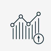 lineares Symbol für wachsendes Diagramm. Erhöhung des Grafikbalkens mit Pfeil nach oben. Finanz- und Geschäftsliniensymbol. Vektor-Illustration vektor