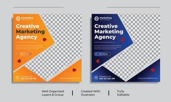 företags kreativa marknadsföringsbyrå sociala medier post designmall vektor