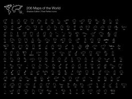 Karten der Welt Pixel Perfect Icons (Linienstil) Shadow Edition. vektor
