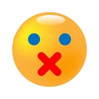 Emoticon-Symbol zum Schweigen bringen. verschiedene Farben . vektor