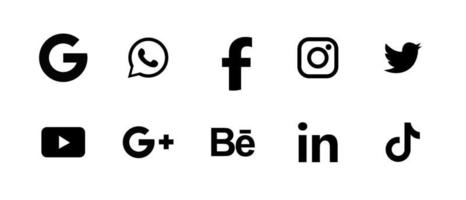 facebook instagram twitter youtube whatsapp dribbla tiktok linkedin google plus google samling av populära sociala medier ikoner vektor