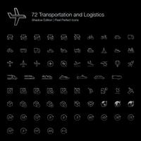 Transport und Logistik Pixel Perfect Icons (Linienart) Shadow Edition. vektor