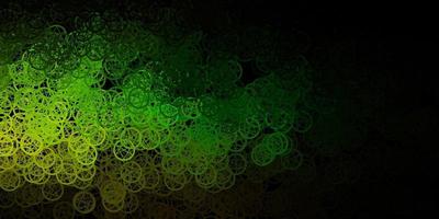 mörkgrön, gul vektorbakgrund med mysteriesymboler. vektor
